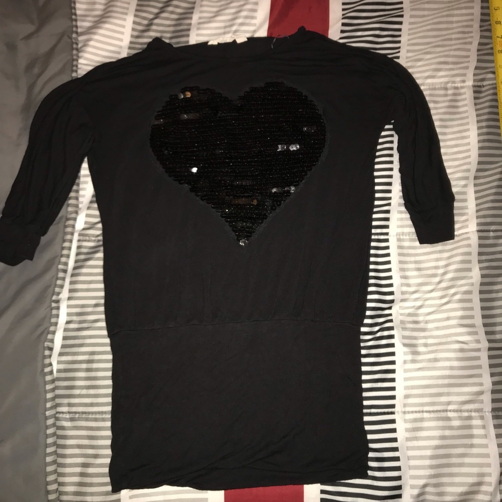 H&M Black Sequins Heart Top